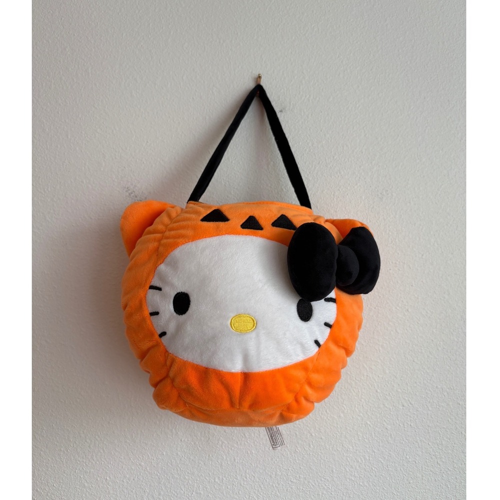 Sanrio Hello Kitty Halloween Pumpkin Plush Trick or Treat Bag Basket Bucket